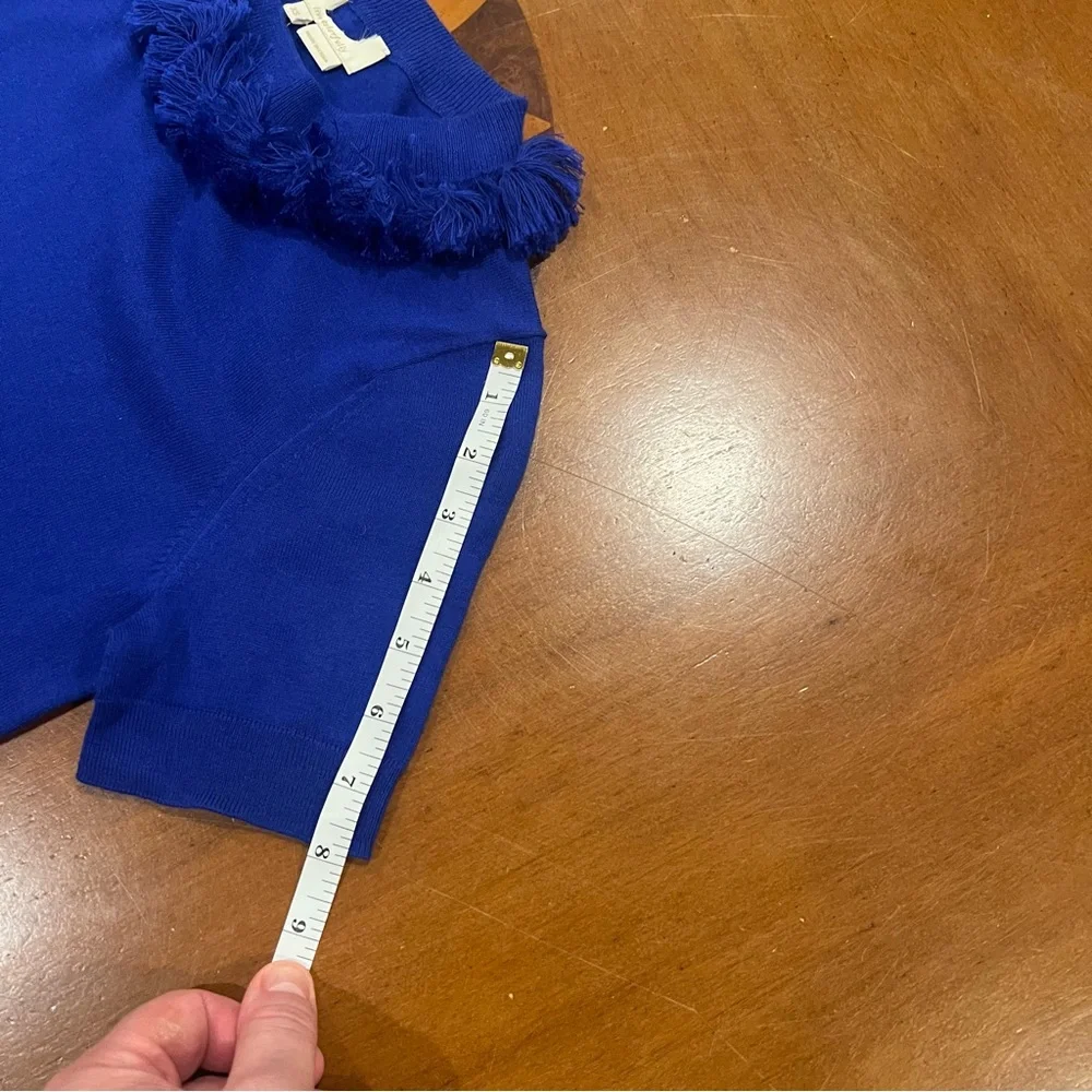 NEW‎ Kate Spade New York Silk Blend Tassel Crewneck Sweater Cobalt Blue XS